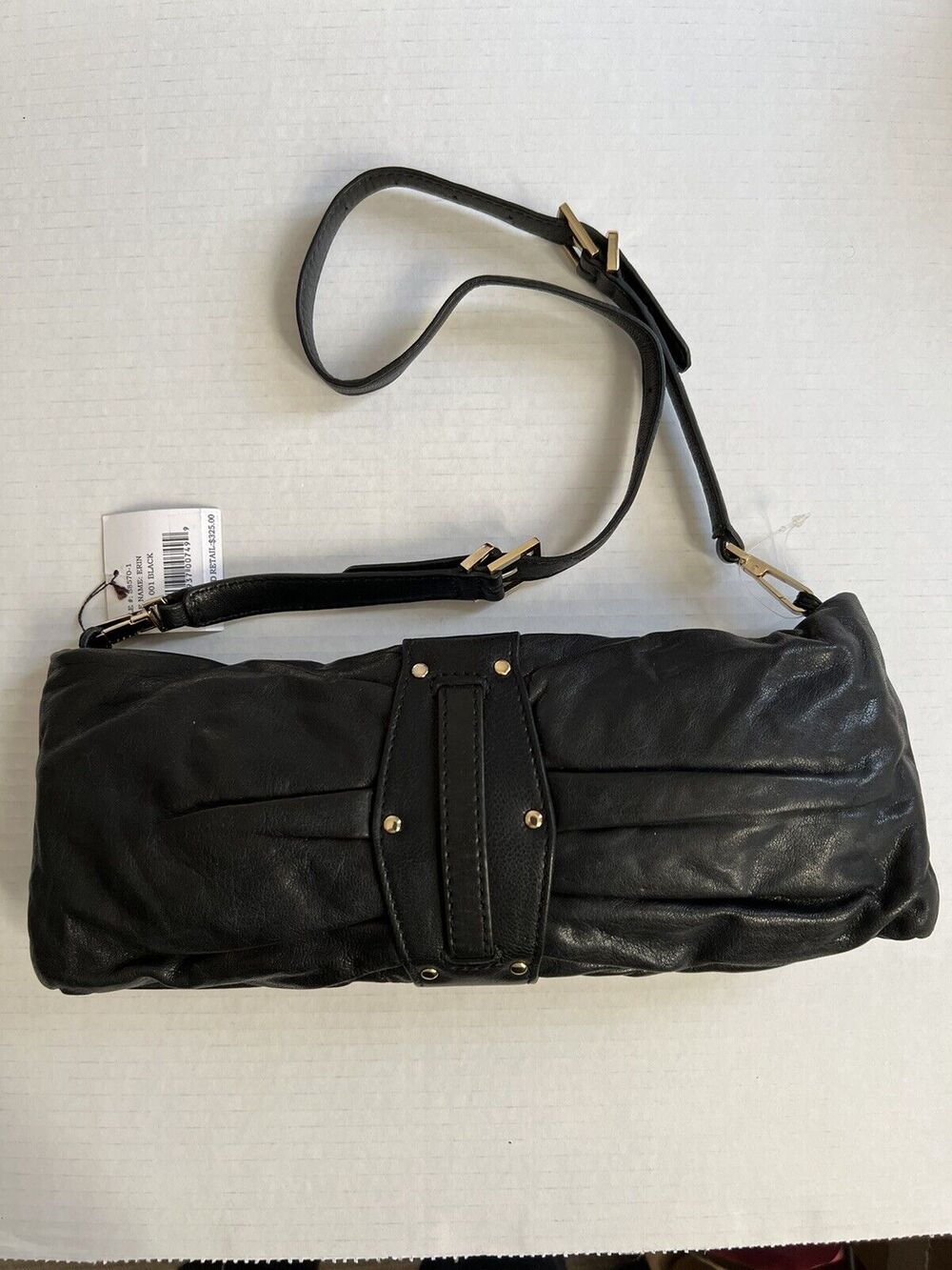 KOOBA BLACK LEATHER CONVERTIBLE CLUTCH SHOULDER BAG NWT